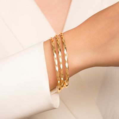  تصویرالنگو 3 میل زنانه طلایی شمش طلا	