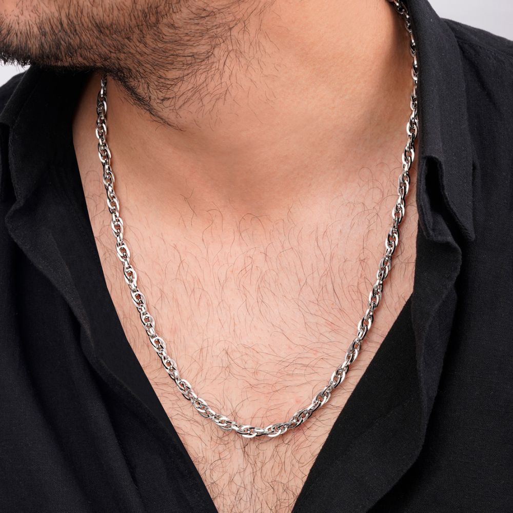 تصویر زنجیر استیل 304 بافت 5.5 میل سفید