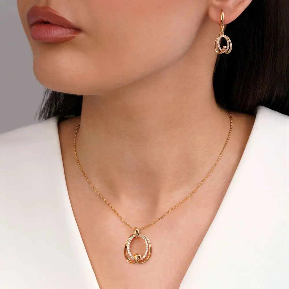 تصویر نیم ست شوپینگ نگین دار طلایی
