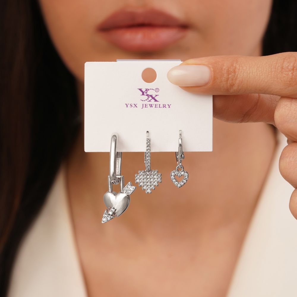 تصویر گوشواره Ysx سه عددی سفید