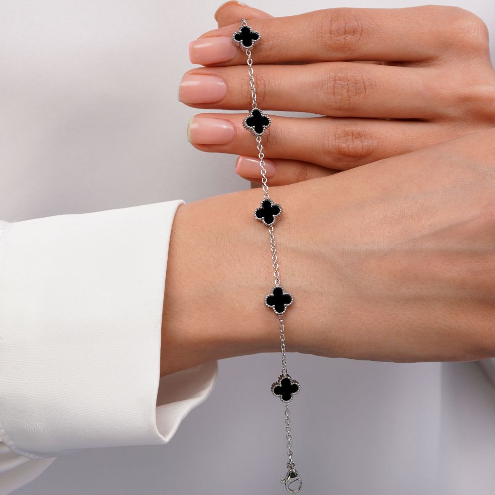 تصویر دستبند استیل304 ونکلیف 9 میل مشکی سفید