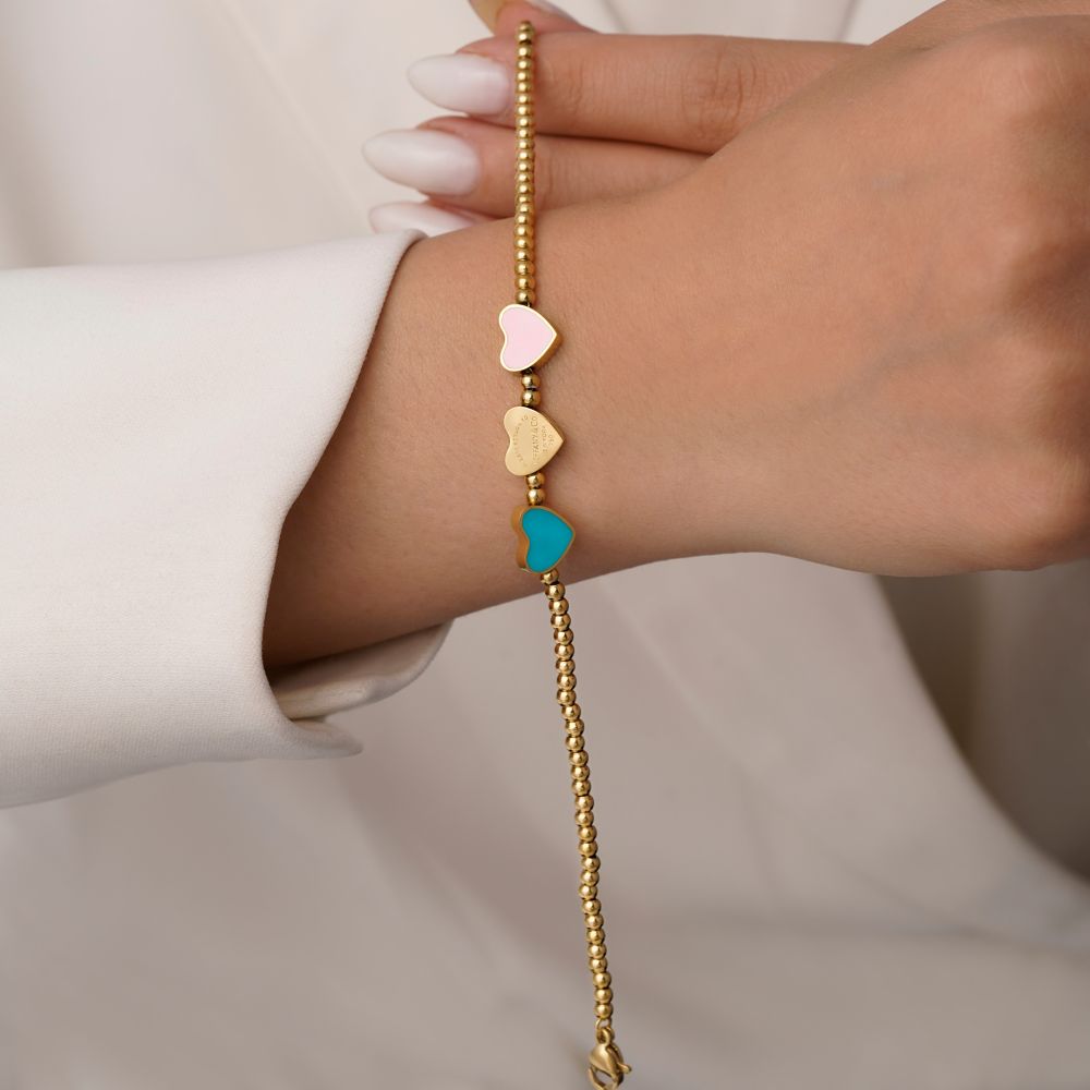 تصویر دستبند استیل 304 قلب 8.5 میل طلایی