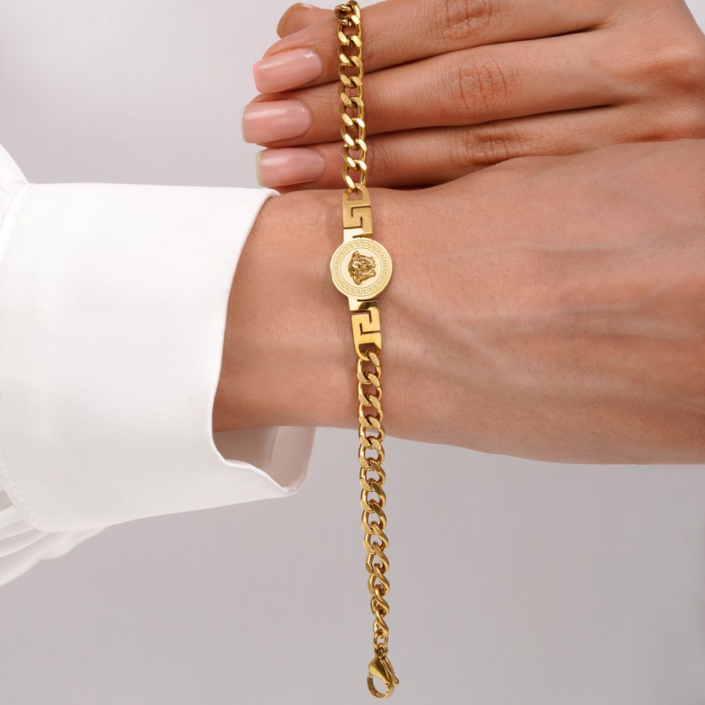 تصویر دستبند ورساچه استیل 304 طلایی