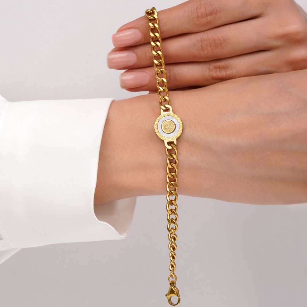 تصویر دستبند ورساچه استیل 304 طلایی 