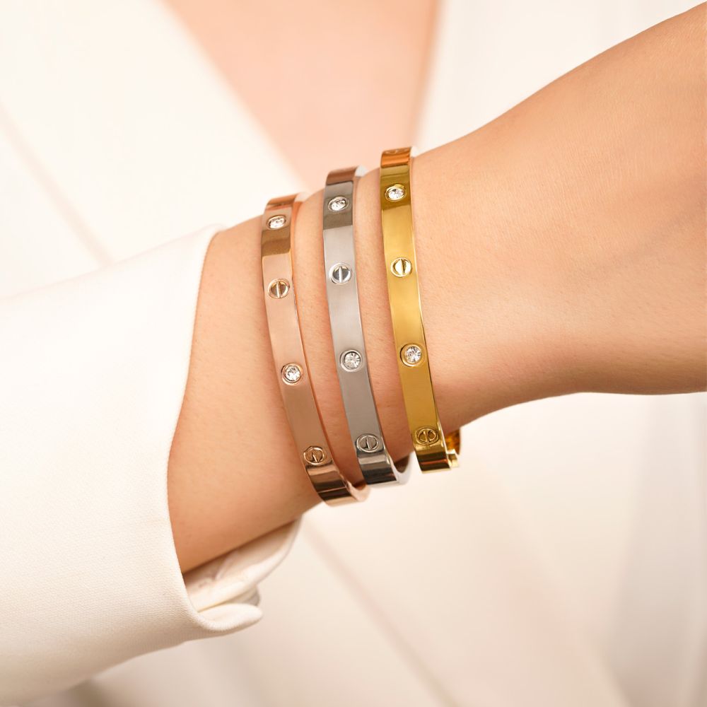 تصویر دستبند النگویی استیل 304 (Cartier) کارتیر 6 میل سایز 3 چند رنگ (پک 3 عددی)