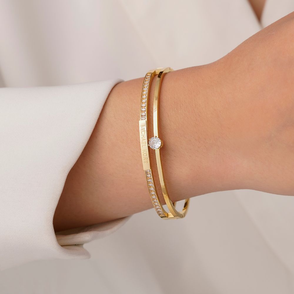 تصویر دستبند النگویی استیل 304 مایکل کورس (MK) سایز سه 7.1 میل طلایی