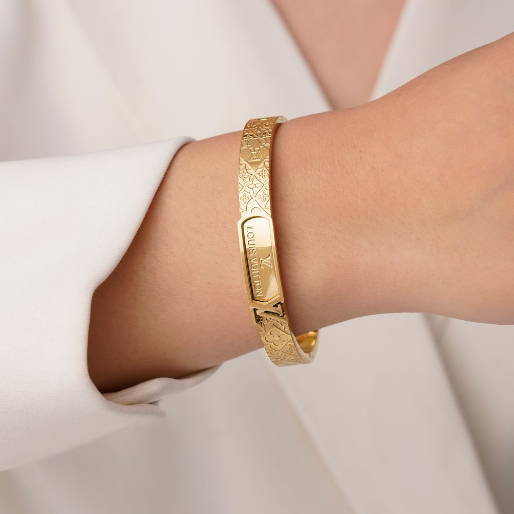 تصویر دستبند النگویی استیل 304 لویی ویتون سایز دو 7.8 میل طلایی