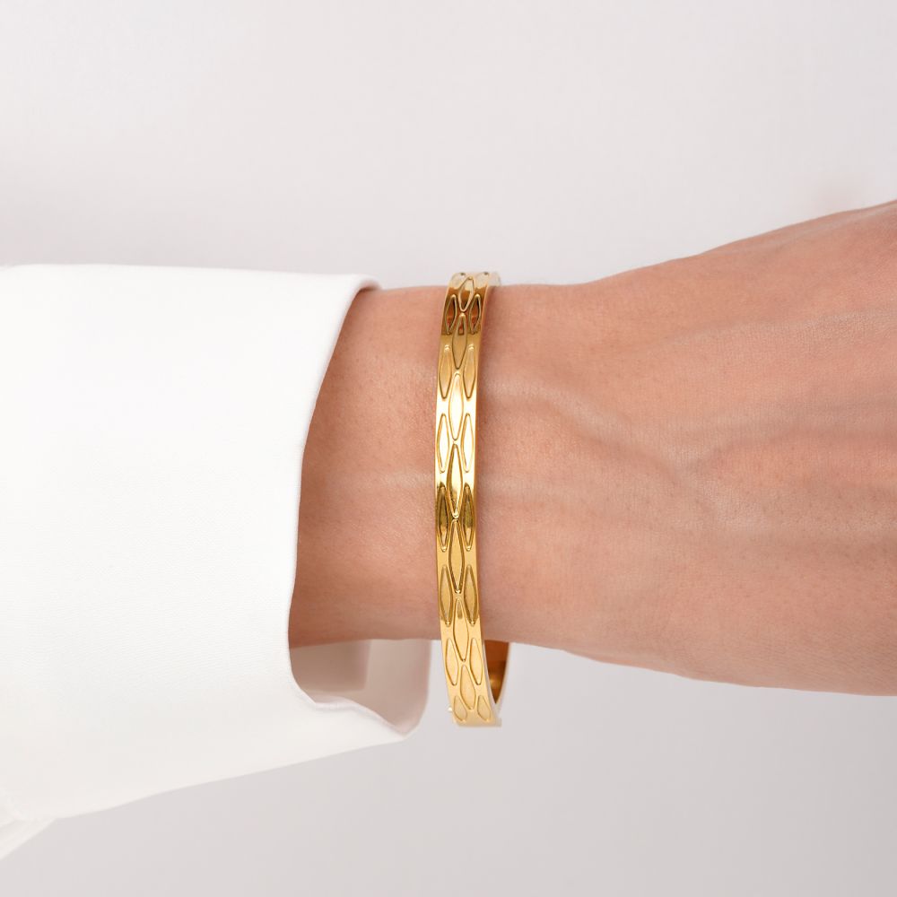 تصویر دستبند النگویی استیل 304 طلایی 6میل سایز 3