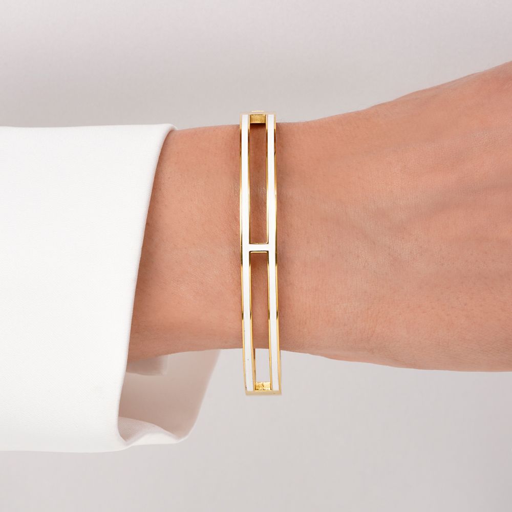 تصویر دستبند النگویی هرمس استیل 304 طلایی 8 میل سایز 3