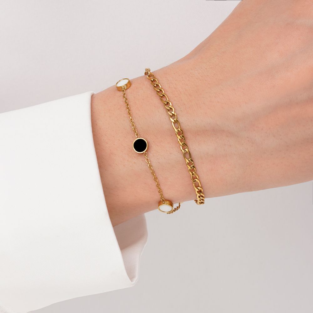 تصویر دستبند چند لاین استیل 304 طلایی 