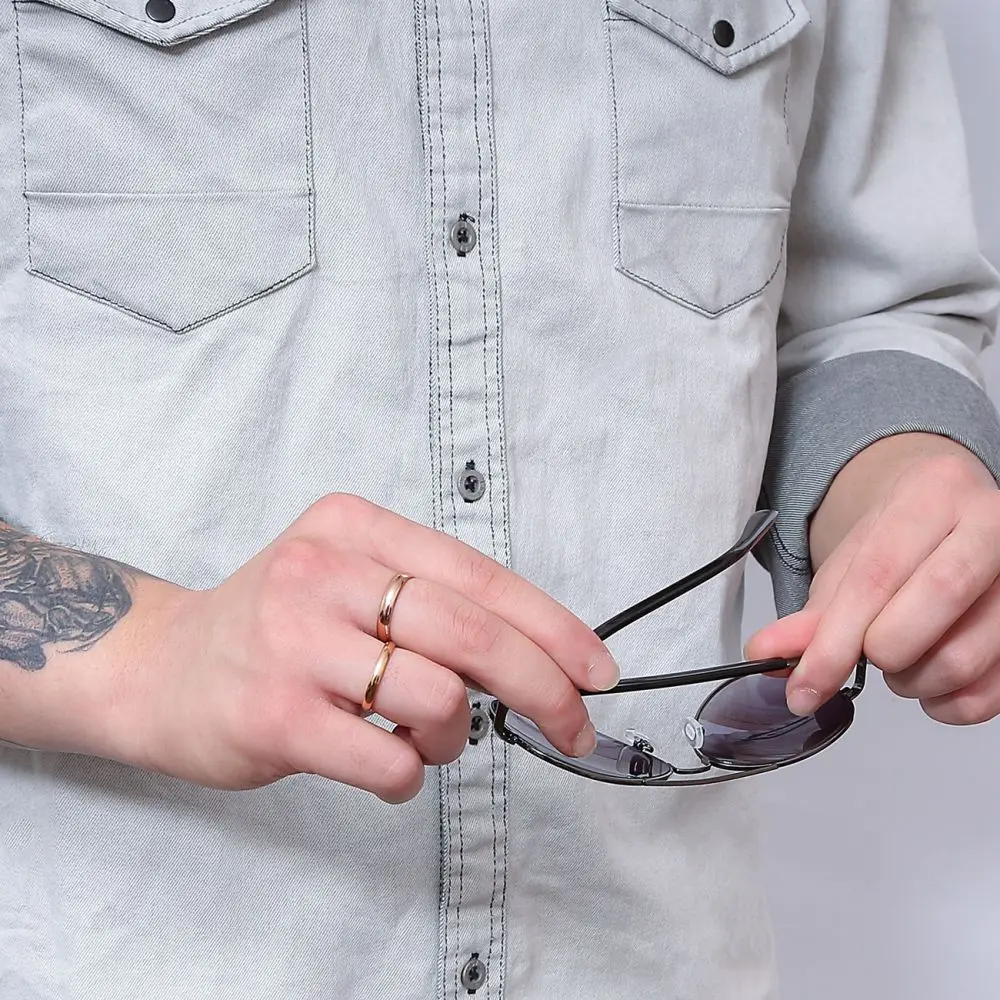 رینگ استیل ساده مردانه رزگلد سایز 11