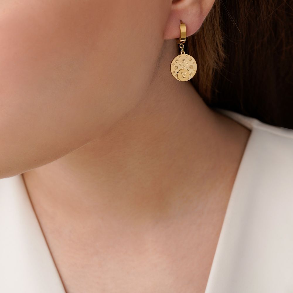 تصویر گوشواره استیل 304 های کوآلیتی لویی ویتون طلایی