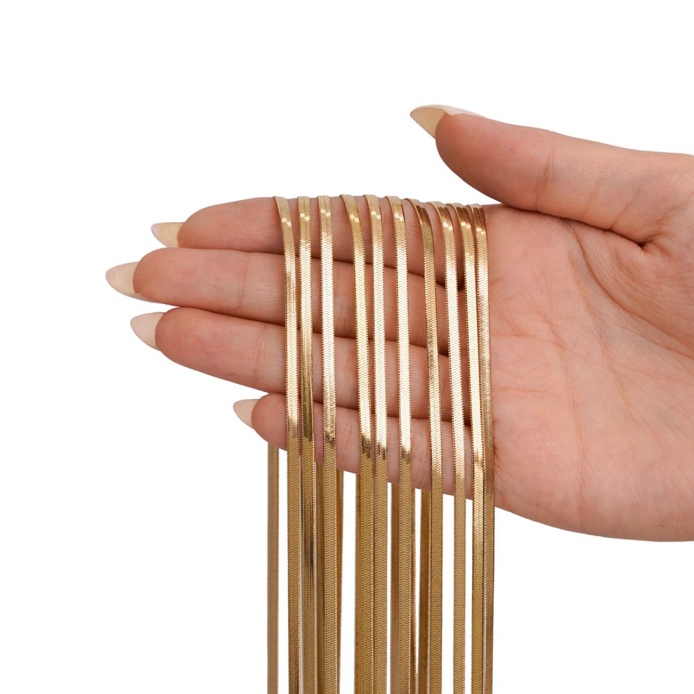 تصویر زنجیر استیل 304 ماری تخت 3.2 میل طلایی(بسته5عددی)