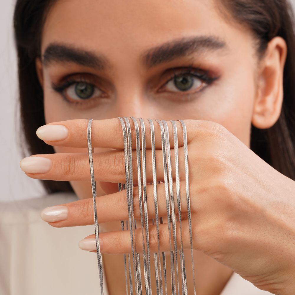 تصویر زنجیر ماری تخت نقره ای استیل 304 (بسته 10 عددی )