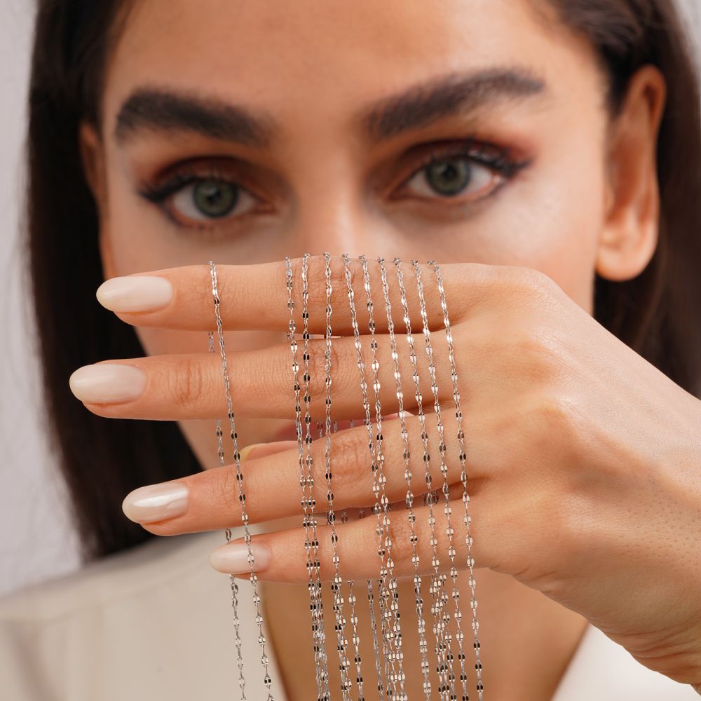 تصویر زنجیر بافت تراش نقره ای استیل 304 (بسته 10 عددی )