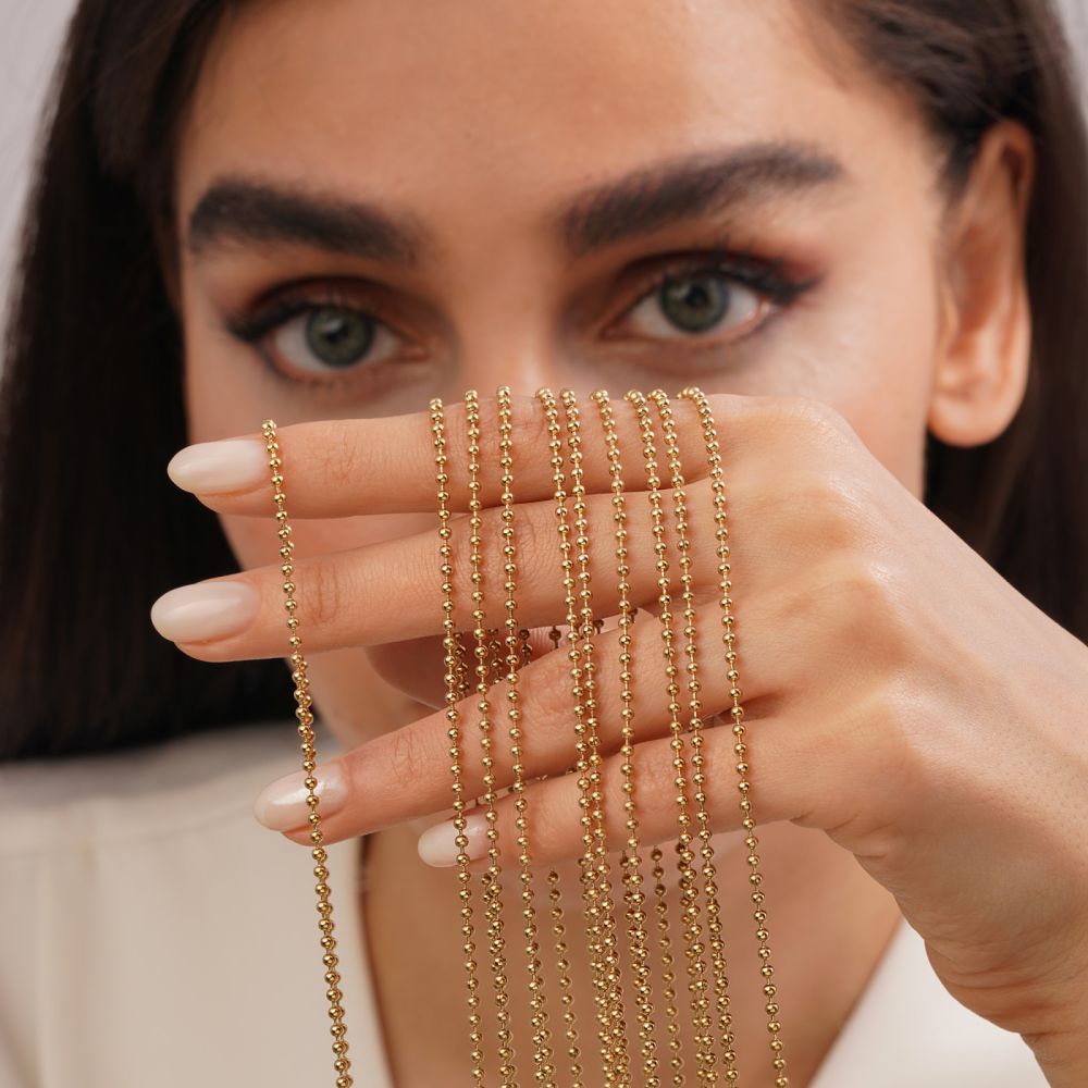 تصویر زنجیر توپی طلایی استیل 304 (بسته 10 عددی )