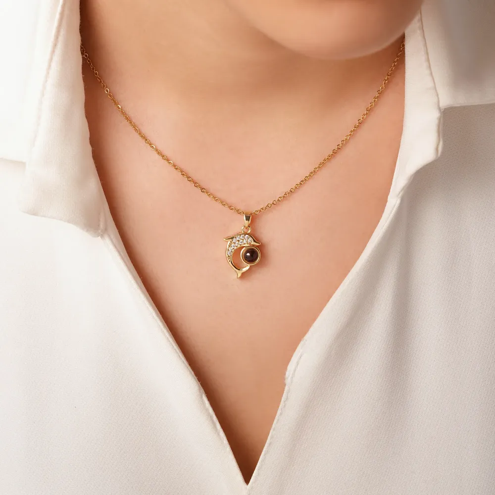 گردنبند استیل پلاک دار دوست دارم طلایی