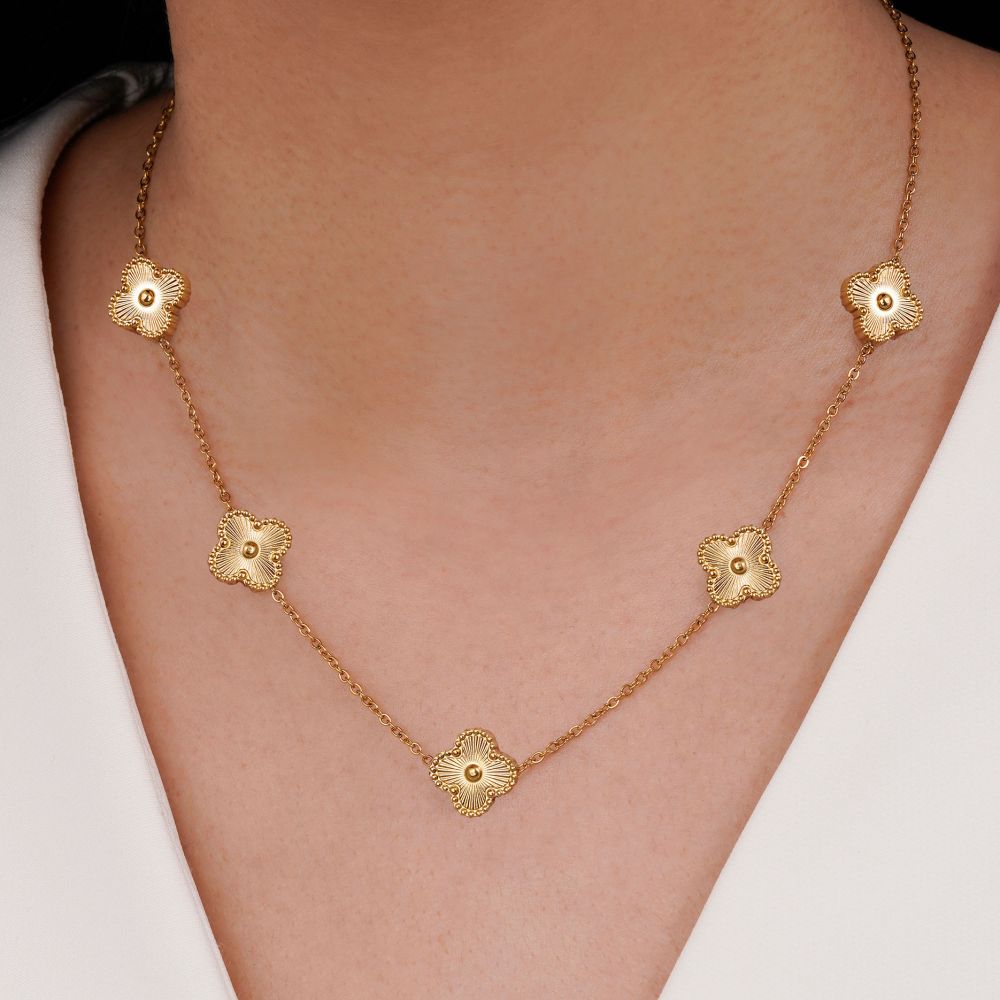 تصویر گردنبند ونکلیف استیل 304 طلایی 13میل 