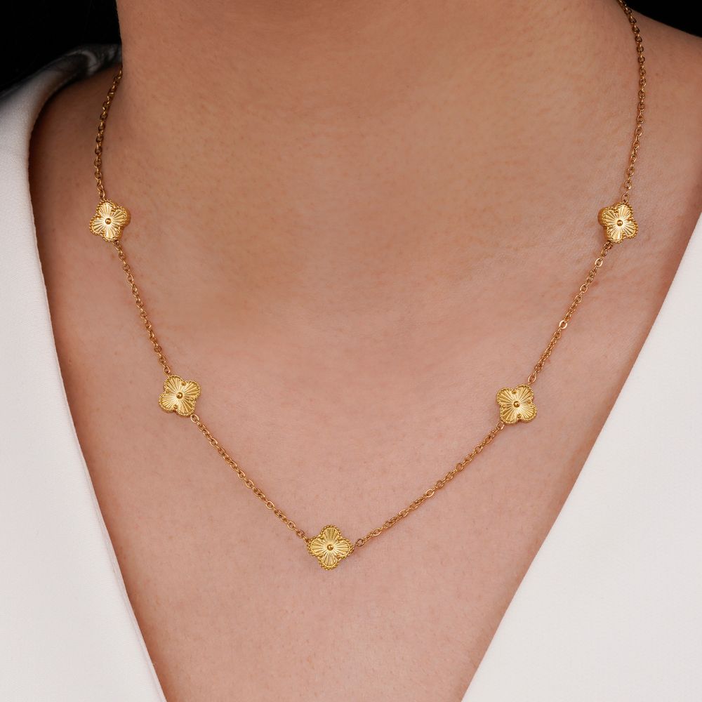 گردنبند ونکلیف استیل 304 طلایی 9میل 