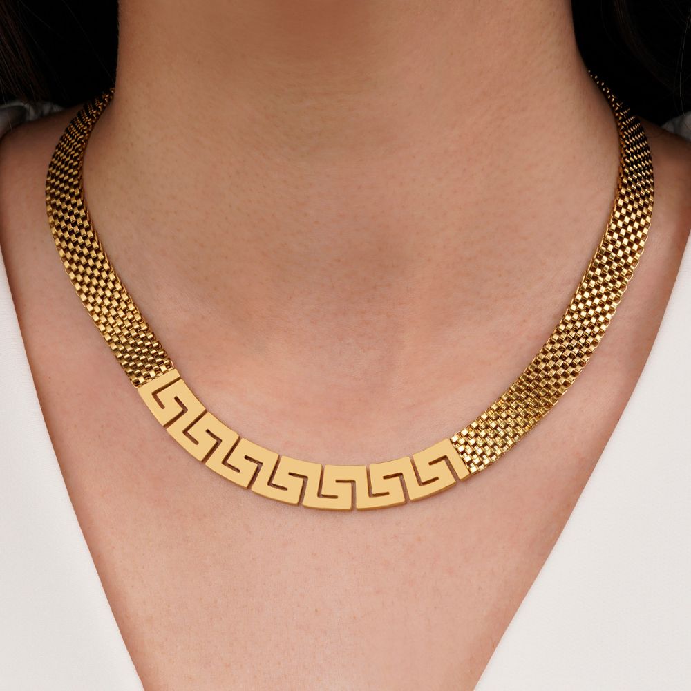 تصویر گردنبند ورساچه استیل 304 طلایی 10 میل 