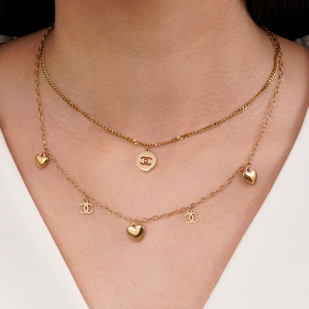 تصویر گردنبند شنل چند لاین استیل 304 طلایی  