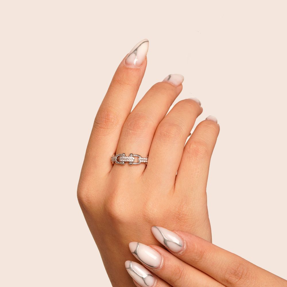 تصویر انگشتر TRENDY تیفانی Tiffany نگین دار فری سایز سفید