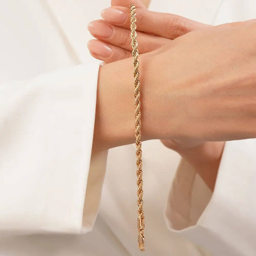 تصویر دستبند طنابی طلایی شوپینگ