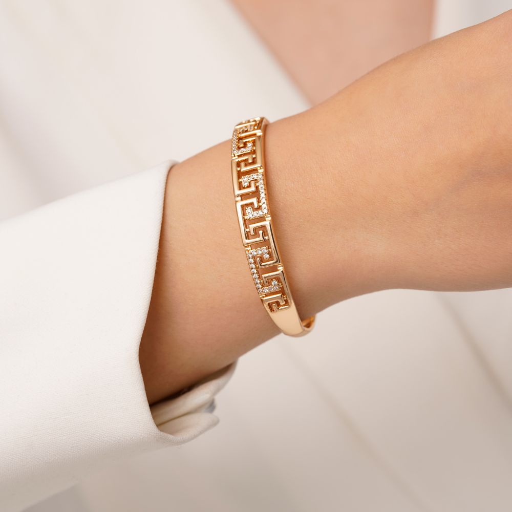 تصویر دستبند النگویی شوپینگ 8.9 میل سایز 2 طلایی