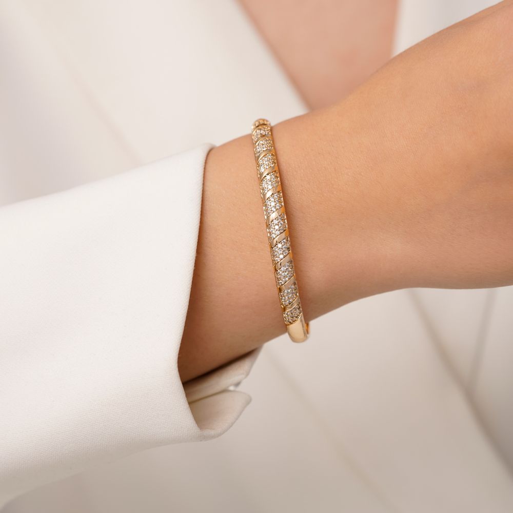 تصویر دستبند النگویی شوپینگ 5.6 میل سایز 2 طلایی