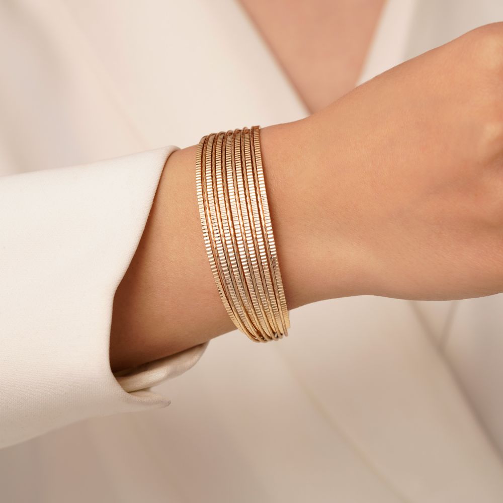 تصویر دستبند النگویی شوپینگ 17میل طلایی