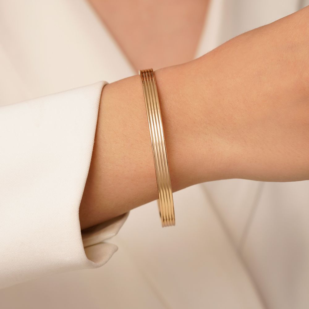 تصویر النگو شوپینگ 6 میل سایز4 طلایی