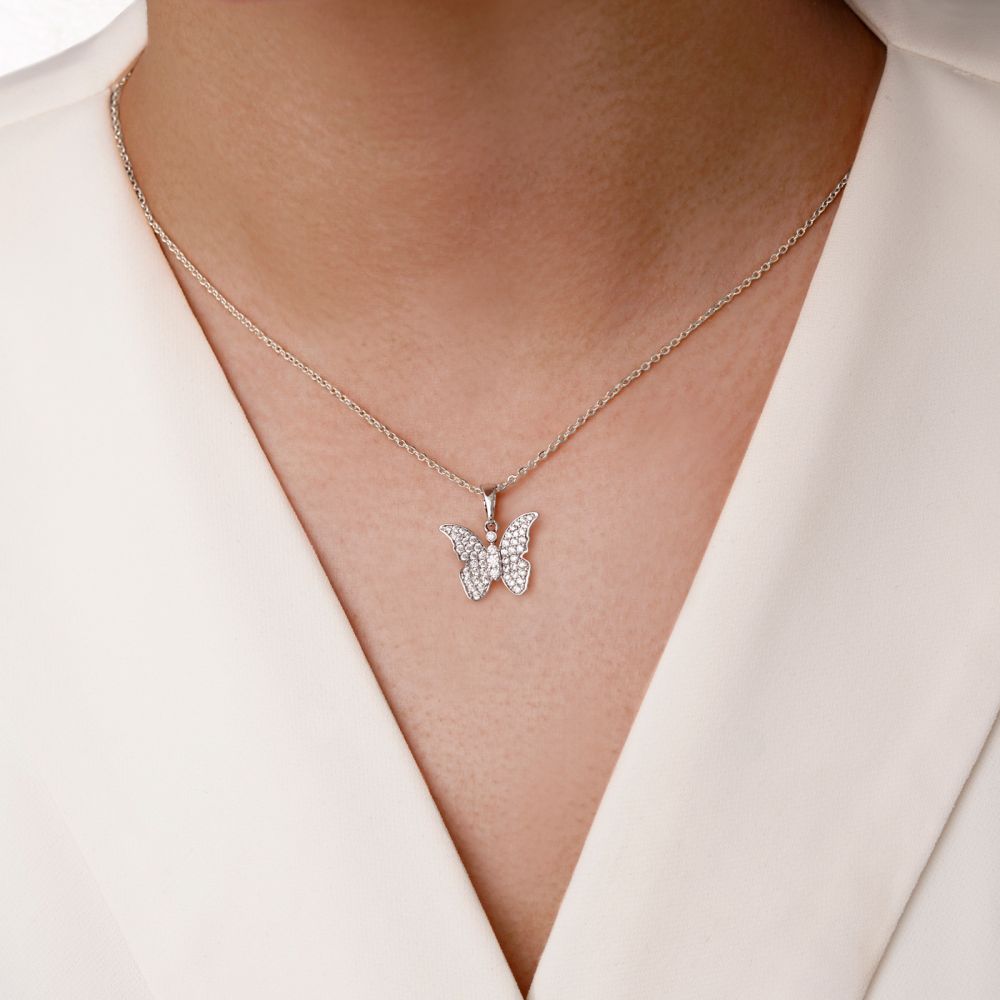 پلاک شوپینگ پروانه نگین دار 16.5 میل سفید