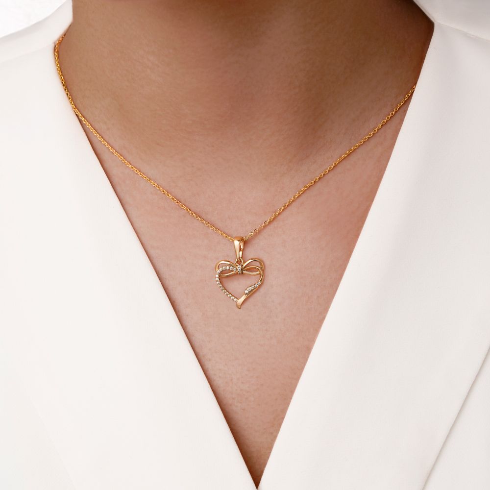 پلاک شوپینگ قلب نگین دار 15.8 میل طلایی