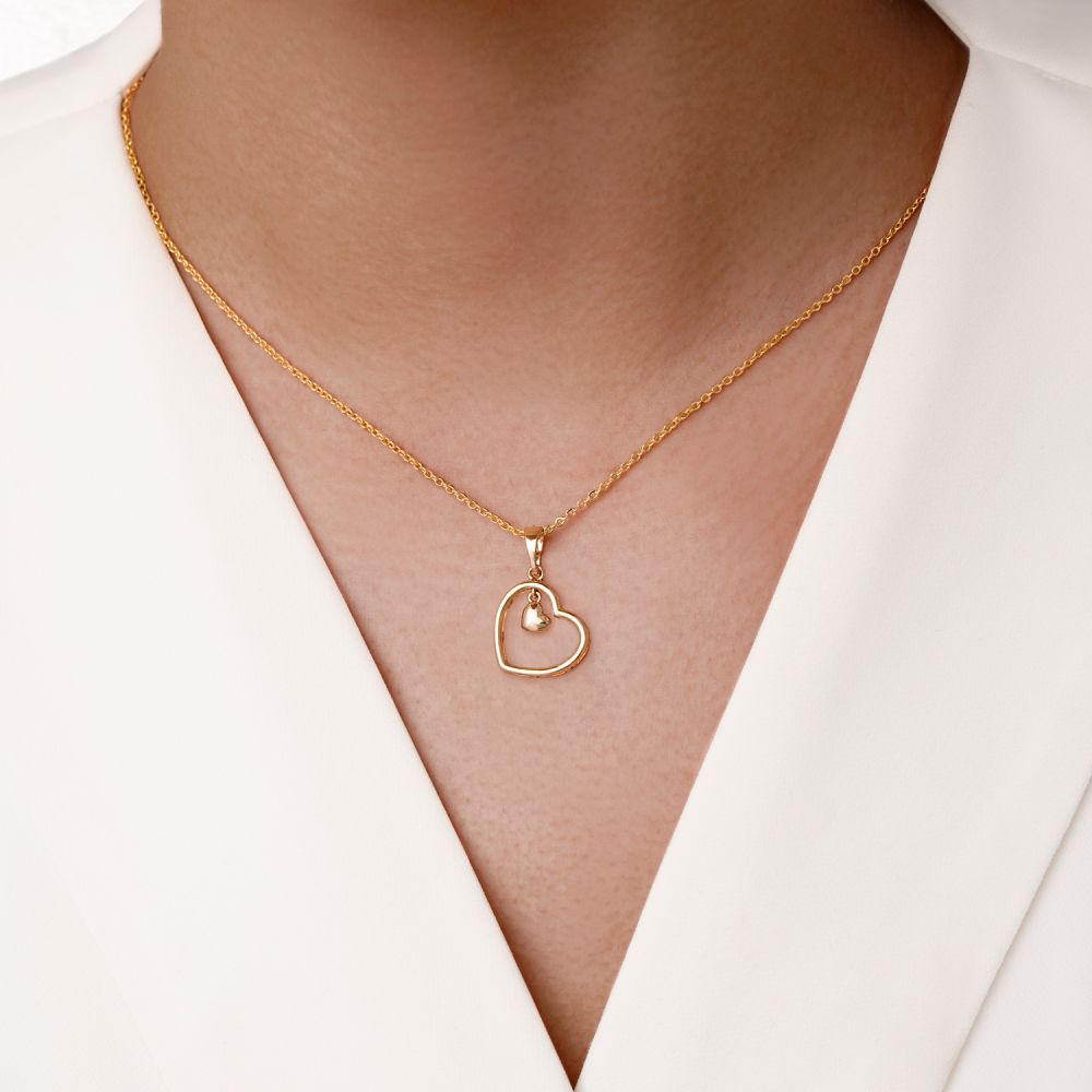 تصویر پلاک شوپینگ قلب 14 میل طلایی