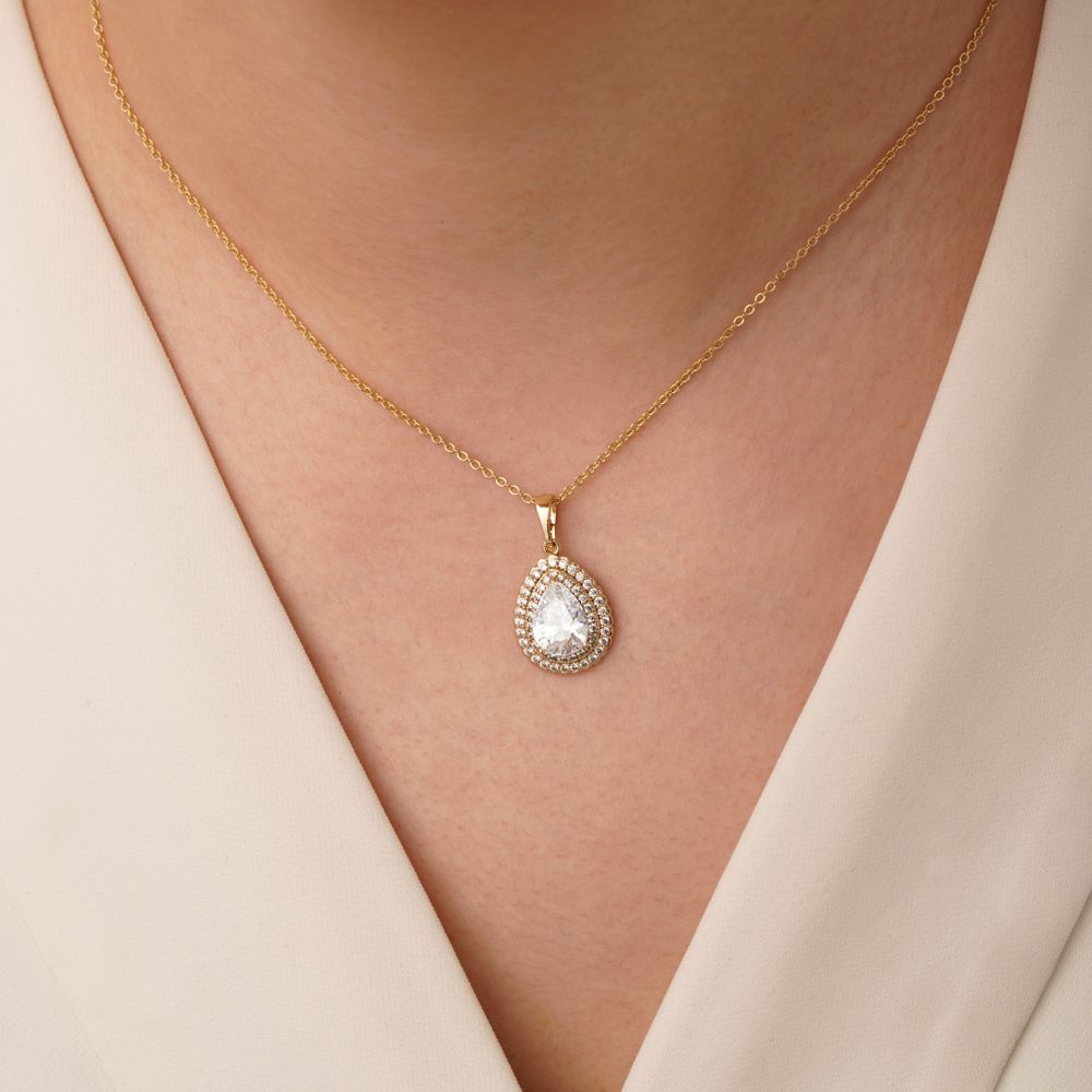 تصویر پلاک شوپینگ نگین دار 13.6 میل طلایی