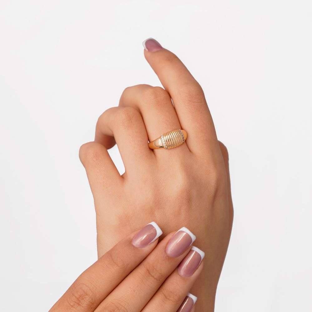 تصویر انگشتر شوپینگ نگین دار طلایی(پک 3 عددی)