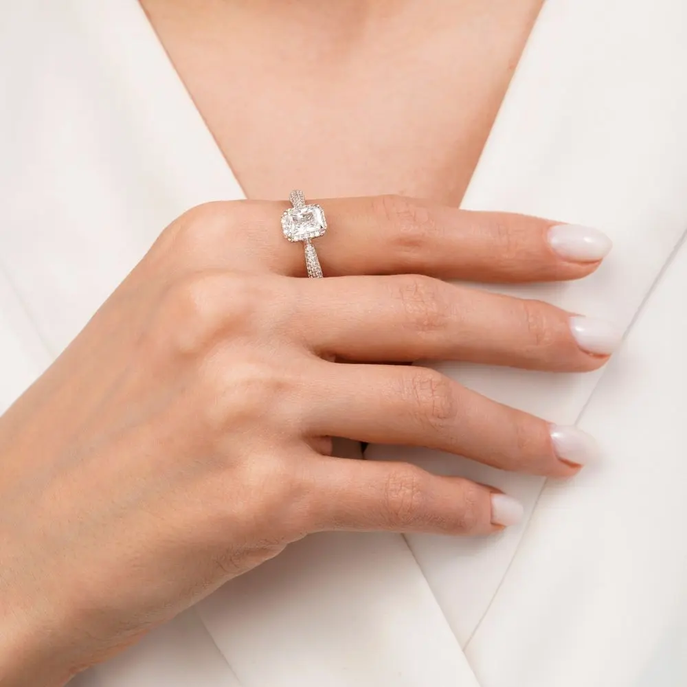 تصویر انگشتر نگین دار نقره ای شوپینگ کد 45