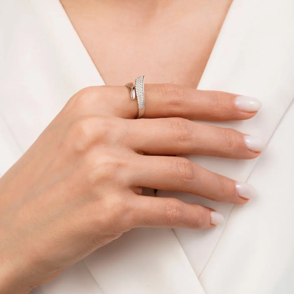 تصویر انگشتر نگین دار نقره ای شوپینگ کد 44