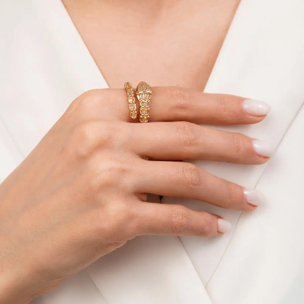 تصویر انگشتر بولگاری نگین دار طلایی شوپینگ کد 52