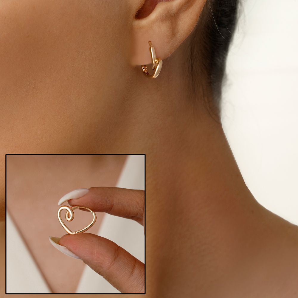 گوشواره شوپینگ حلقه ای قلب طلایی