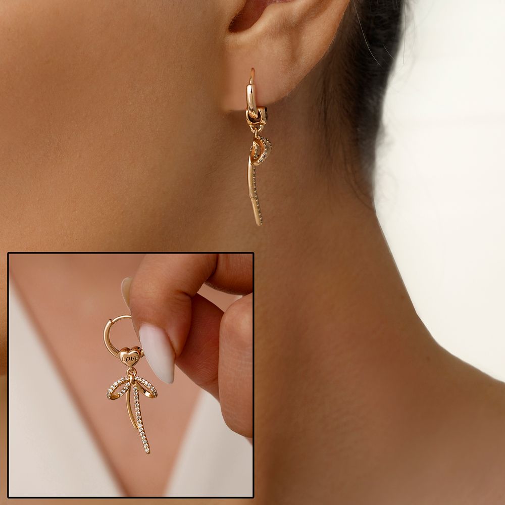 گوشواره شوپینگ آویز دار طلایی