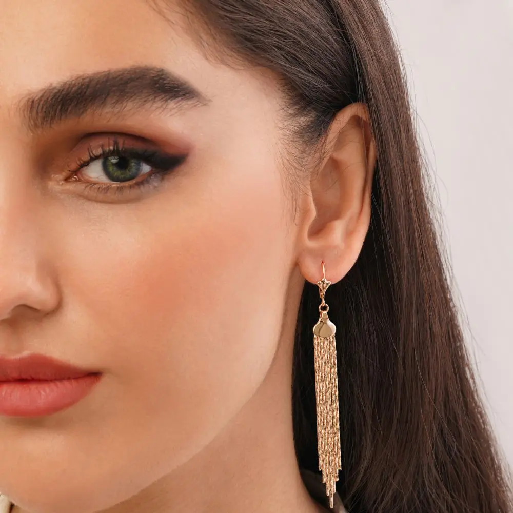 تصویر گوشواره شوپینگ آویز طلایی