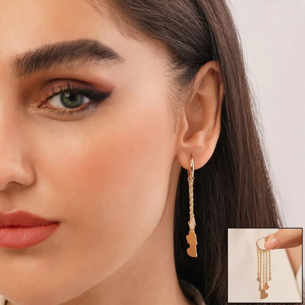 تصویر گوشواره شوپینگ آویزقلب طلایی