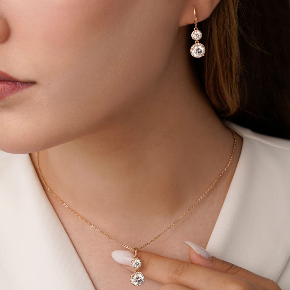 نیم ست شوپینگ پلاک دار آویز طلایی