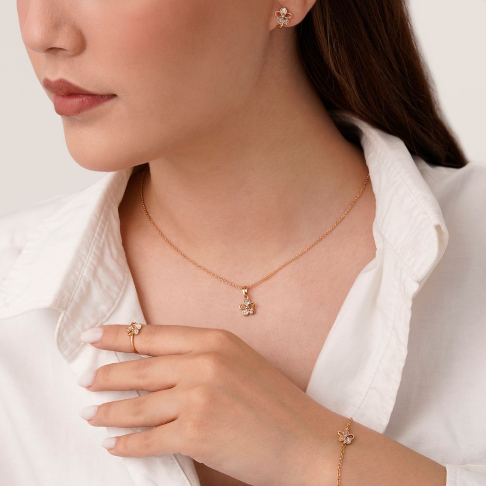 تصویر سرویس شوپینگ گل پلاک دار دخترانه طلایی