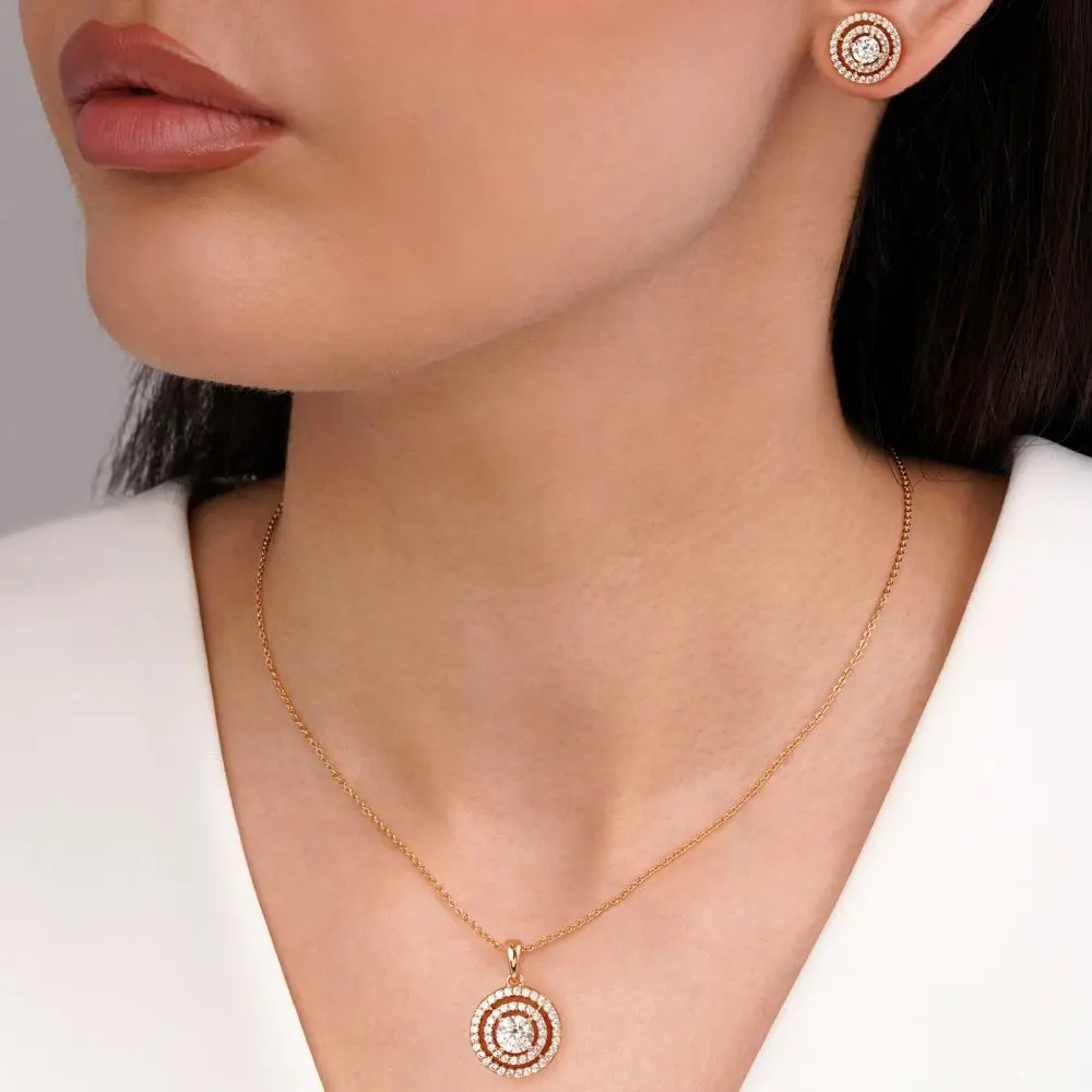 تصویر نیم ست نگین دار طلایی شوپینگ