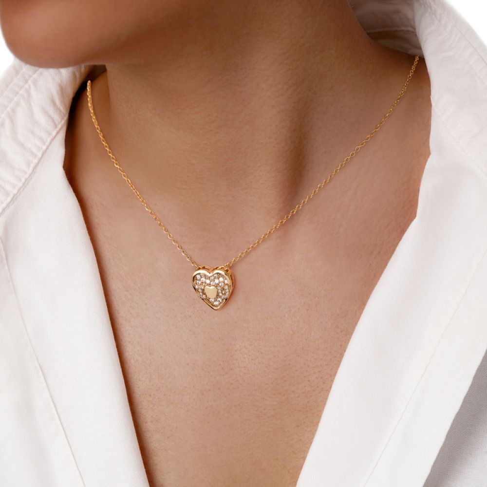 تصویر گردنبند شوپینگ پلاک دار 16 میل طلایی