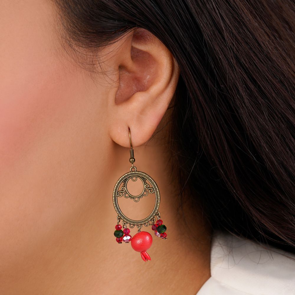 تصویر گوشواره برنزی انار آویز یلدایی