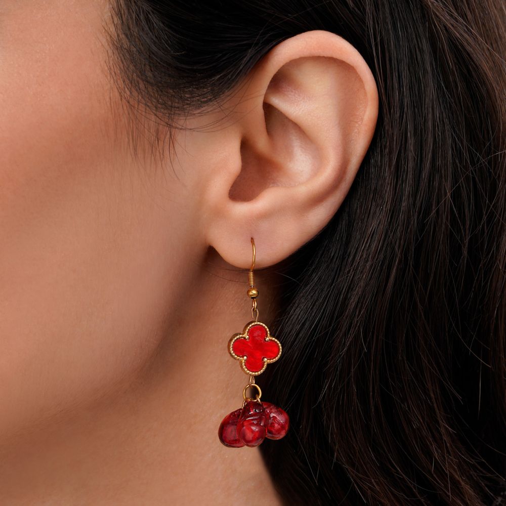 گوشواره ونکلیف یلدا دانه انار آویز