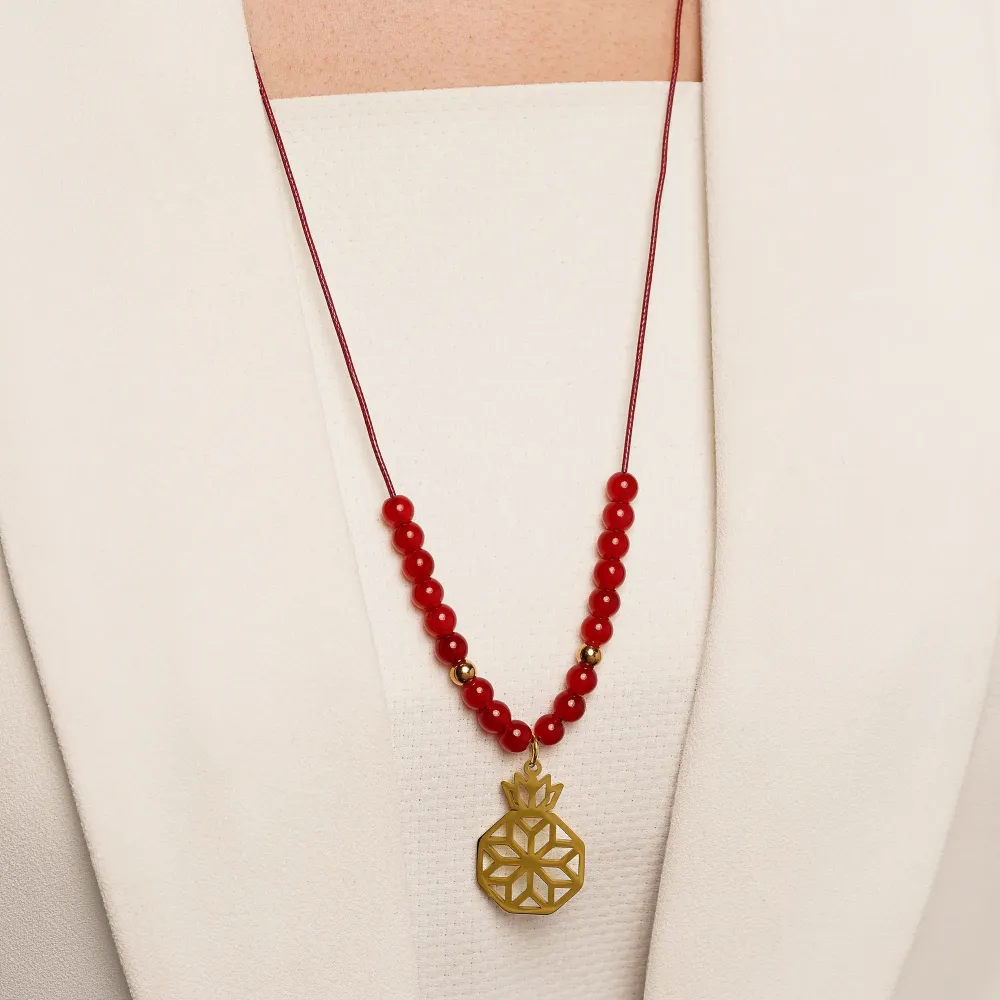 گردنبند چرمی انار آویز استیل